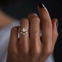 Bijoux en plaqué or personnalisés avec zircon cubique taille marquise de boisseau Bague en feuille de branche d'olivier en argent 925
