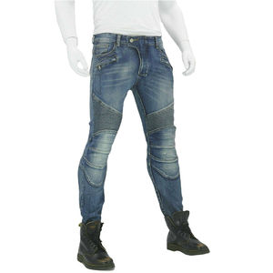 Blue Denim Biker Moto Jeans avec panneaux de genou renforcés Armure détachable Respirant et séchage rapide-D-Ride Moto - Product Image 1