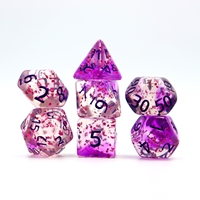 Lot de 7 dés polyédriques DND en résine translucide rose nébuleuse à bords tranchants de qualité supérieure pour jeux de rôle, Dungeons & Dragons, jeux de table