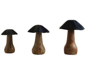 Toadstool de aluminio hecho a mano, recién llegado, acabado plateado en soporte de madera, Juego de 3 fabricantes y exportadores indios - Product Image 2