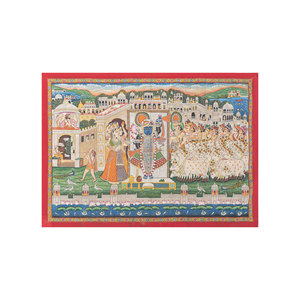 Tapiz de Pared de Tela de Algodón con Arte Pichwai, Diseño Bohemio Moderno Navideño para Decoración del Hogar, Incluye Cuerda - Product Image 1