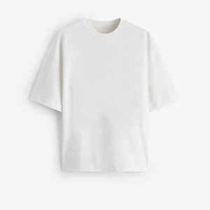 Camiseta de gran tamaño con hombros caídos y cuello redondo de algodón 100% para hombre, diseño de logotipo personalizado, ropa de calle con patrón sólido, camiseta en blanco - Product Image 4