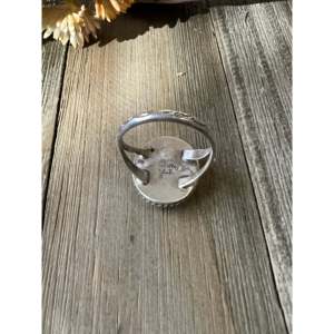 Navajo Handmade <b>Statement</b> <b>Ring</b> Kingman Turquoise Sterling <b>Silver</b> Size 9 Everyday Wear Gemstone <b>Ring</b> Natural Stone Inlay Setting - Product Image 5