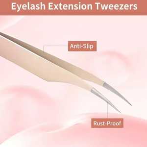 Pince à épiler professionnelle rose anti-dérapante en acier inoxydable pour extension de cils cils à pointe en fibre de précision - Product Image 6