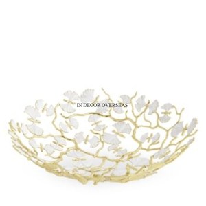 Bol de service de fleurs en métal plaqué or de qualité supérieure Pièce maîtresse de table à l'aspect fantaisie unique pour fruits Articles alimentaires résistants à la chaleur - Product Image 2