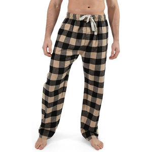 Pantalons en flanelle personnalisés pour hommes, pyjamas à cordon de serrage à carreaux, prix compétitif, style décontracté pour vêtements de nuit - Product Image 1