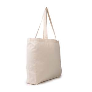 Sac fourre-tout en calicot naturel Ecobags, moyen, avec soufflet, en coton, fermeture éclair, polyester, PP, impression de lettres unies, pour le quotidien, les voyages, les cadeaux - Product Image 2