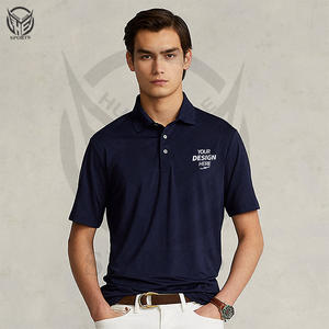 เสื้อแขนสั้นผ้าคอตตอน5% สแปนเด็กซ์สีพื้นปักโลโก้ได้ตามที่ต้องการดีไซน์ใหม่95% ธุรกิจกอล์ฟผู้ชาย - Product Image 1