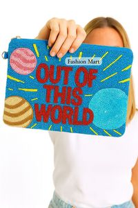 กระเป๋าคลัทช์ลูกปัดทำด้วยมือกระเป๋าเงินคำขวัญที่มีสีสันมีตัวอักษรหนาและงานลูกปัดประกาย - Product Image 3