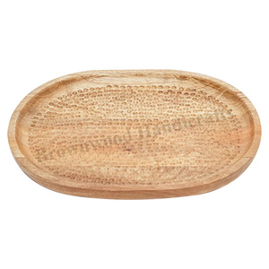 Plateau de service en bois de manguier sculpté à la main de haute qualité plateau de décoration en bois vente chaude pour table à manger de cuisine à faible quantité minimale de commande - Product Image 6