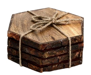 Opción de posavasos de madera redonda natural sostenible al por mayor de Rabeh Exports con embalaje de cartón - Product Image 5