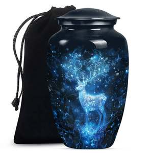 Blue Deer Cremation Urn Decorative Modern Memorial Urn for <b>Ashes</b> Customizable <b>Keepsake</b> Personalized Urn Male 200 Cubic Inches - Product Image 2