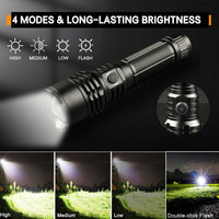 Linterna de Metal de largo alcance, lúmenes altos, 100000, Zoom de la linterna, linterna táctica LED potente, recargable