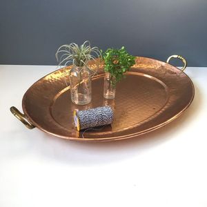ถาดเสิร์ฟทองแดงตีขึ้นรูป ถาดขนมสแตนเลสตกแต่ง ถาดผลไม้โลหะแบบซ้อนได้ ปลอดภัยต่อการใช้งาน - Product Image 2