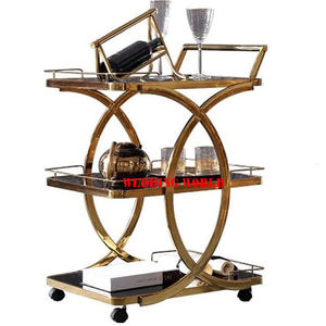 Wholesaler of Metal Serving Trolley Superior Quality Handmade Serving Cart Customized Size Designer Bar Serving Trolley - Product Image 5