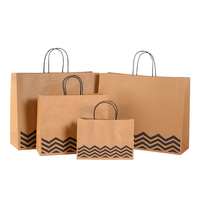 Grosir kustom Logo dipersonalisasi dicetak Kraft tas kertas kemasan makanan kertas massal dengan pegangan untuk belanja Promosi