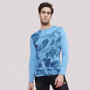 OEM personalizado Unisex 100% algodón Jersey Muscle Fit manga larga deportes camiseta de secado rápido estampado de flores en blanco liso-Hombres de gran tamaño - Product Image 2