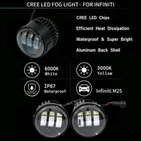 Phare antibrouillard LED double couleur 20W 9-30V 3000K/6000K pour pare-chocs avant, référence 26150-1MA0A, pour remplacement sur Infiniti M25 Luxury Sedan - Vente en gros