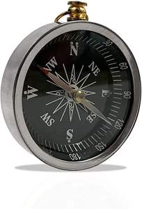Elegant Metal Nautical <b>Compass</b> With Rotating Needle And Protective Cover Suitable For Outdoor Adventures Or Indoor Display - Product Image 2