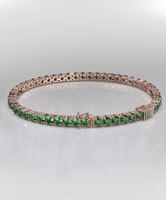 Pulsera de tenis de acero inoxidable con granates verdes y moissanita, estilo cubano con cuentas, joyería romántica hecha en India