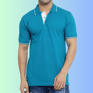 Personalizable 100% algodón de punto de los hombres con cuello para camiseta Patrón sólido Anti-Pilling Característica Ropa teñida Media manga Blanco - Product Image 2