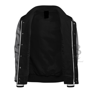 Veste d'université pour hommes personnalisée à la mode OEM patchs en chenille corps en laine avec manches en cuir contrastées logo brodé veste universitaire personnalisée - Product Image 5