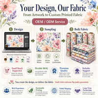 Tissu à motif floral aquarelle personnalisé, impression numérique OEM ODM, plusieurs bases pour robe, écharpe, sac, textile de maison, faible MOQ