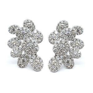 Boucles d'oreilles en or blanc massif 18 carats de haute qualité avec diamants véritables, design luxueux et élégant pour femmes, cadeaux d'anniversaire, de fête ou de mariage - Product Image 1