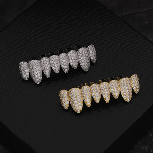 Personnalisé IGI Certifié Argent Sterling 925 Hip Hop Dents Glacées Fête Grillz pour Hommes Haute Qualité VVS Moissanite Bijoux en Diamant - Product Image 6