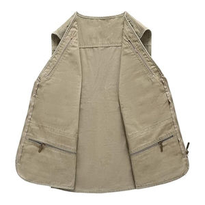 Chaleco Safari Vaquero Casual para Hombre, Color Sólido, Secado Rápido, Ecológico, Transpirable, Antiencogimiento, Antiarrugas, Prenda Exterior de Otoño con Bolsillos - Product Image 3