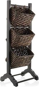 Support de sol IBIZA à 3 niveaux avec paniers de rangement en jacinthe d'eau-Support vertical pour l'organisation de la maison et du bureau - Product Image 5