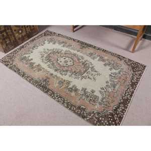 Tapis vintage 3,8x6,4 pieds, tapis turc, tapis uni marron rose - Product Image 1