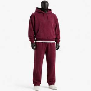 Conjunto de Chándal de Terciopelo Personalizado para Hombre, Sudadera con Capucha y Pantalones Jogger, Chándales Extra Grandes de Algodón Grueso, Mezcla de Algodón y Poliéster - Product Image 1