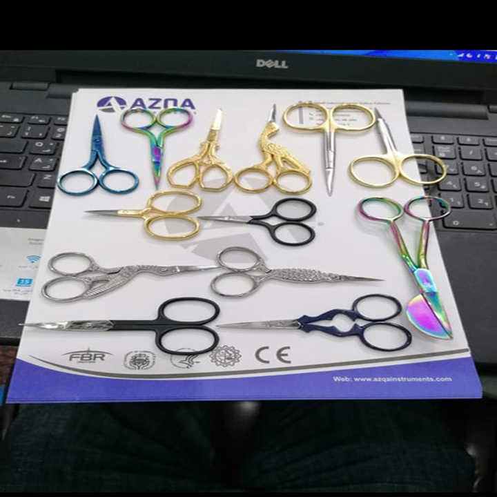 Blue Fancy Powder-Coated Handle Small Embroidery Scissors Stainless Steel Sharp Point for Sewing Crafts Home Use Plastic Blade