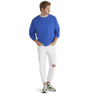 Knit Campus Cardigan for Tall Men in Blue Mix French Terry Crewneck <b>Sweatshirt</b> for Tall Men in <b>Black</b> - Product Image 4