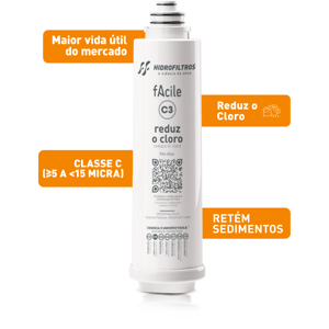 Filtre à eau en charbon actif Facile C3 gris |   ISO 9001 INMETRO |   NSF 61 Brésil - Product Image 2