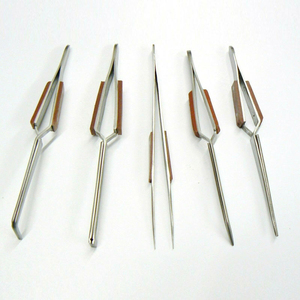 Juego de pinzas de agarre de fibra de acero inoxidable, 5 uds., instrumento Manual para joyería, Hobby, soldadura, bloqueo cruzado, punta recta doblada - Product Image 6