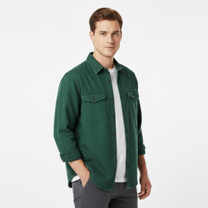 Camisa de Mezclilla 100% Algodón Suave para Hombre, Estilo Informal, Lavada a Mano, Corte Clásico, Antiarrugas, Ecológica - Product Image 1