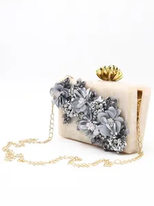 Bolso de mano de resina bohemio hecho a mano para mujer, ropa de fiesta de noche de lujo, regalo de Navidad y boda, botón de cierre abierto con cremallera - Product Image 3
