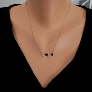 Collar de Plata de Ley 925 con Múltiples Corazones y Piedras Incrustadas para Regalo - Product Image 3