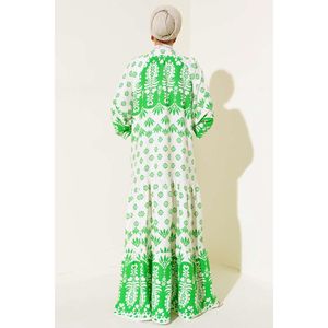 Robe Décontractée à Motifs avec Col Juge Vert - Product Image 3