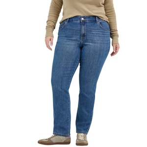Jeans de Mezclilla Relajados para Mujer Talla Grande, Cintura Alta, Suaves, Cómodos, Transpirables, Lavado Clásico, Pantalones de Mezclilla para Mujer - Product Image 1