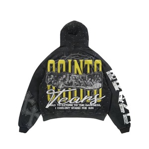 Sweat à capuche oversize léger en coton pour homme, personnalisé par le fabricant, imprimé DTG, en polaire, effet vieilli, délavé à l'acide, brodé, respirant - Product Image 1