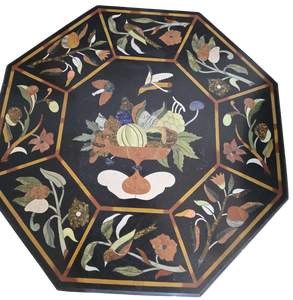 Mesa de mármol con incrustaciones de piedras preciosas semipreciosas, incrustaciones de Pietra Dura para una lujosa decoración de sala de estar y comedor - Product Image 6