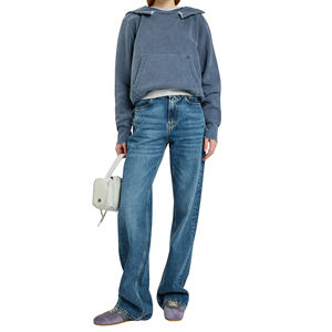 เสื้อฮู้ดดี้ผู้หญิงสั่งทำขายส่ง สไตล์วินเทจ ลุคทำเก่า แบบสวมหัว ผ้าเทอร์รี่ฟลีซ ขอบดิบ ปักตรา รับผลิตตามแบบ (OEM) เสื้อผ้าขายส่งจำนวนมาก - Product Image 4