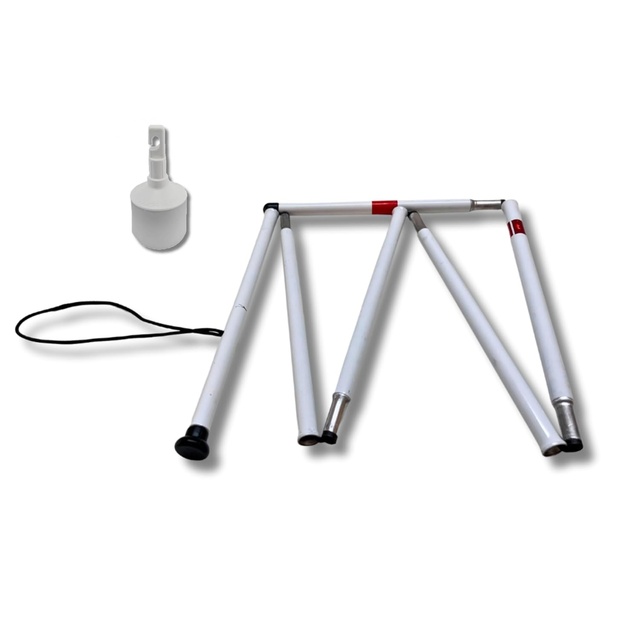 Premium 6-Fold Foldable Roller White Cane with Wrist Strap Long Design for Blind and Visually Impaired Users