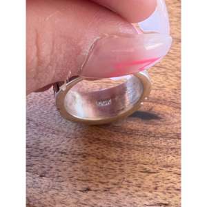 Allen Lee Kingman Dainty <b>Statement</b> <b>Ring</b> Turquoise Sterling <b>Silver</b> Inlay Smooth Cut Platinum Rhodium Size 9.5 Everyday Wear - Product Image 5