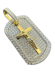 925 Sterling Silver White Round Cut Moissanite Diamond Jesus Pendant - Product Image 2