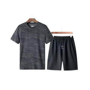 Ensemble short de sport décontracté d'automne pour hommes, ensemble 2 pièces avec chemise à manches, survêtement OEM au prix d'usine, vente en gros - Product Image 2