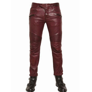 Pantalon en cuir de vachette PU pour homme sur mesure, fabricant OEM, poches amples, taille haute - Product Image 1